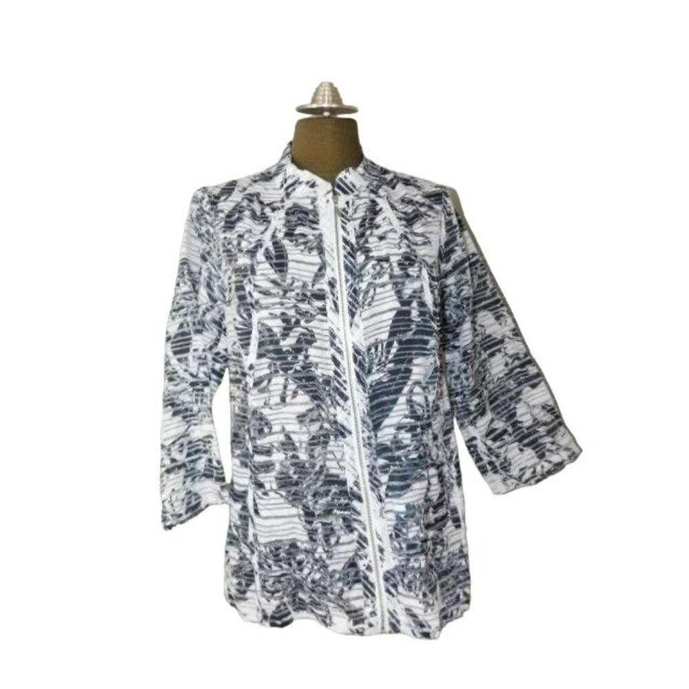 Coldwater Creek Size 12 Zip Front 3/4 Sleeve Jacket Top